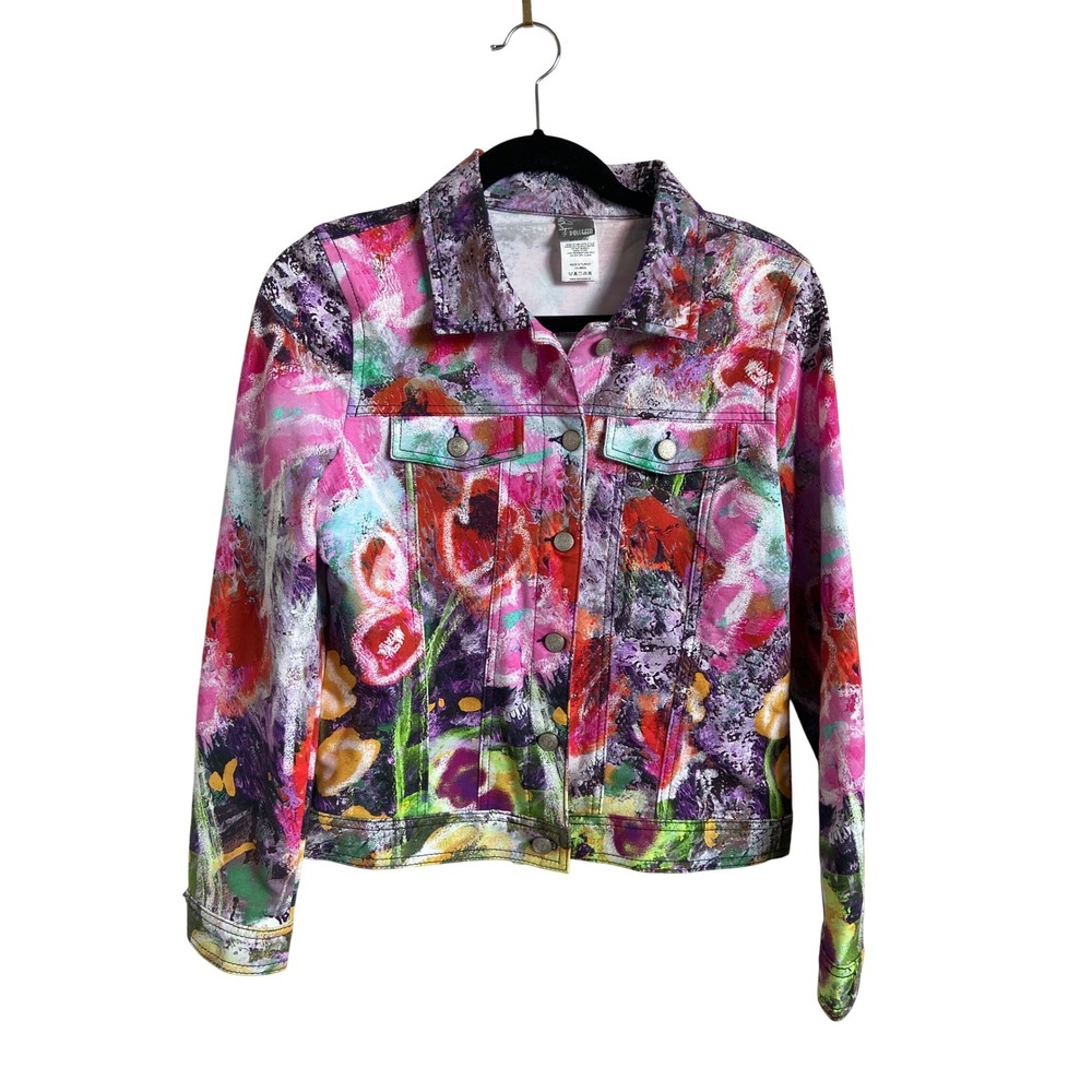 Dolcezza Art by Dolcezza Floral Abstract Rhinestone Denim Style Jacket 20610 S